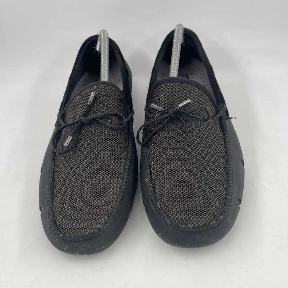 Swims Men’s Charcoal Braided Lace- Size 12 -Waterproof Leather Mesh Top Loafers